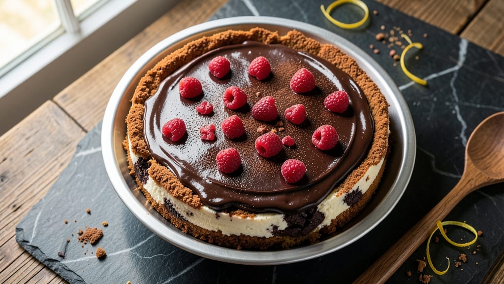 Cheesecake Factory Dark Chocolate Raspberry Truffle Cheesecake Recipe: Fudgy Cocoa Crust and Bursting Raspberry Gel
