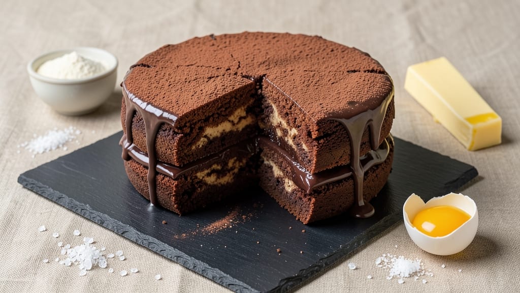 Bueno Chocolate Cake Recipe: Fudgy Swirls and Vanilla Frosting Harmony