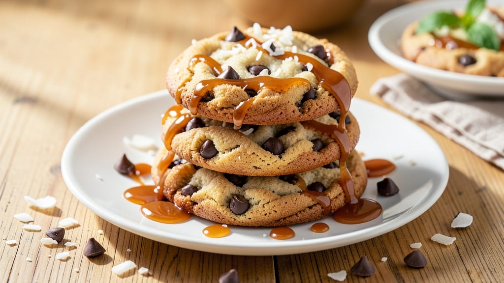 Caramel Coconut Chocolate Chip Cookie Recipe: Triple-Layered Crunch and Melty Swirls
