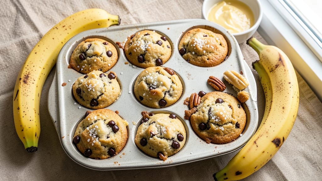 Banana Chocolate Chip Muffins Recipe: 4-Banana Moistness With Double Chocolate Chunks