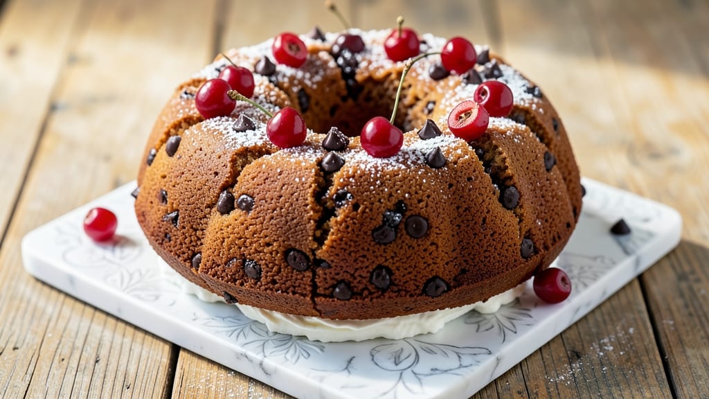 Cherry Chocolate Chip Bundt Cake Recipe: Triple-Layered Cake With Chocolate Swirls and Juicy Cherries