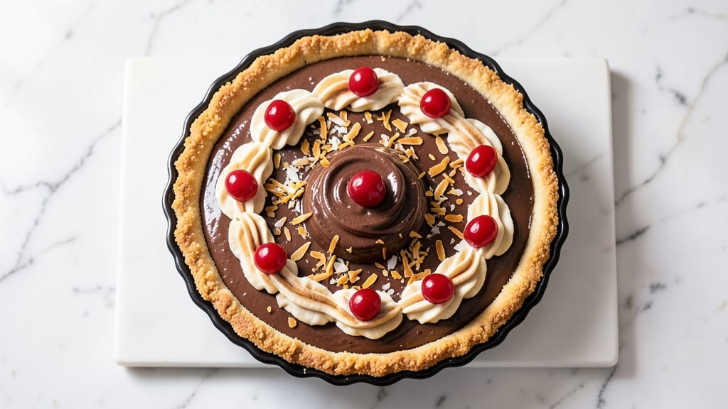 Bishop's Buffet Chocolate Ambrosia Pie Recipe: Layered Vanilla Pudding and Crunchy Celery Top