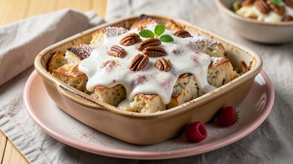 Bread Pudding Recipe With White Chocolate Sauce: Warm Vanilla-Cinnamon Layers Drowned in Decadent Drizzle