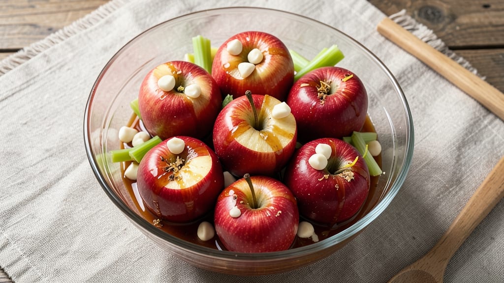 Caramel Apple With White Chocolate Recipe: Crunchy Celery and Warm Spice Fusion