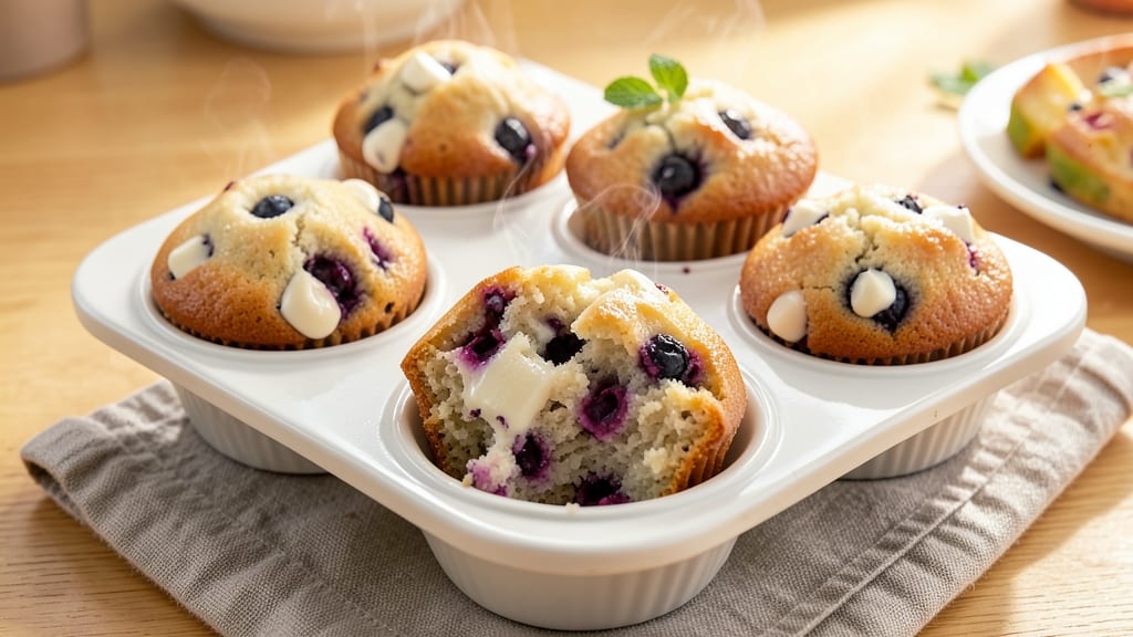 Blueberry White Chocolate Muffins Recipe: Bursting With Juicy Berries and Melty Chunks