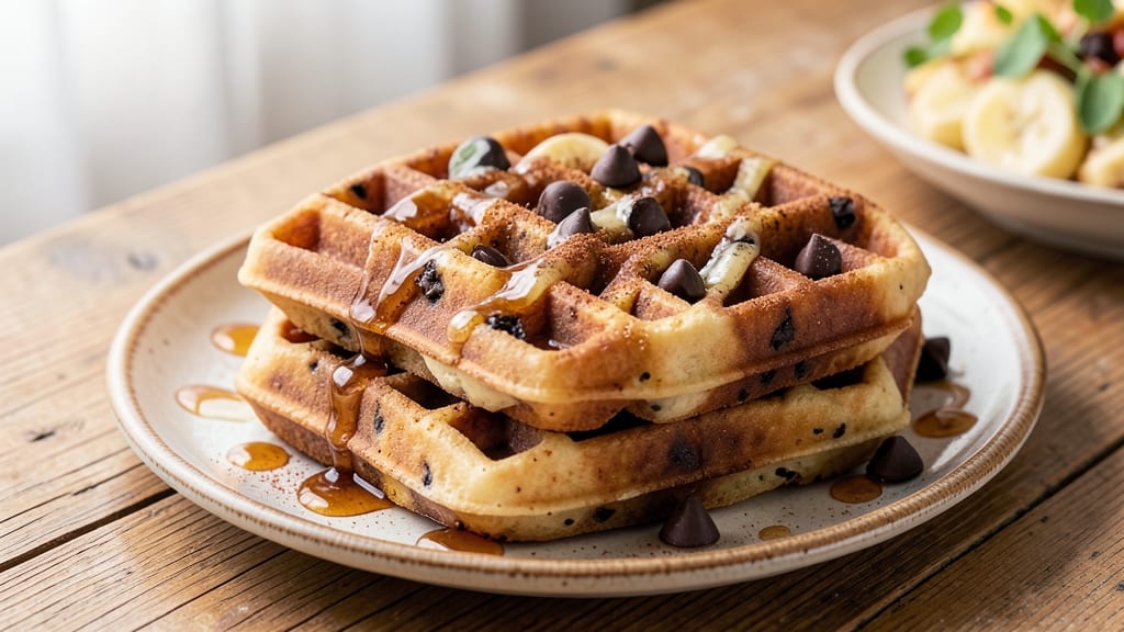 Banana Chocolate Chip Waffle Recipe: Crispy Grid Iron Crunch With Warm Spice Swirls