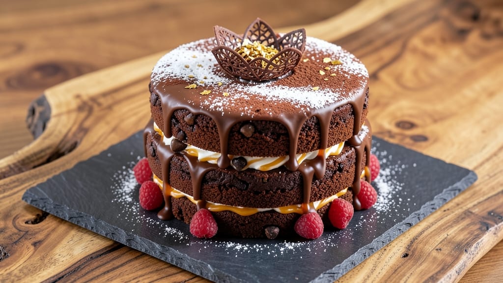 Bibi's Chocolate Cake Recipe: Triple-Layered Fudge and Crispy Walnut Topping