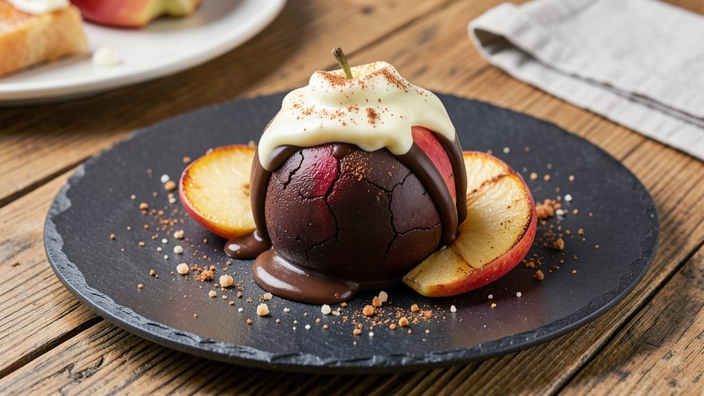 Baked Apple Chocolate Recipe: Warm Spiced Apple Hearts in Gooey Chocolate Blanket