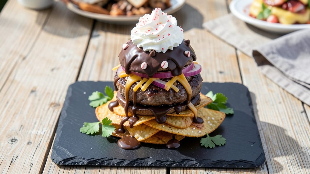 Cheeseburger in Paradise Chocolate Nachos Recipe: Celery Pepper Crunch Meets Sweet Tart Chocolate Bliss